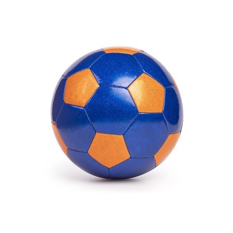 Balón de fútbol naranja y azul purpurina