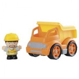 Camión volquete mini amarillo con muñeco