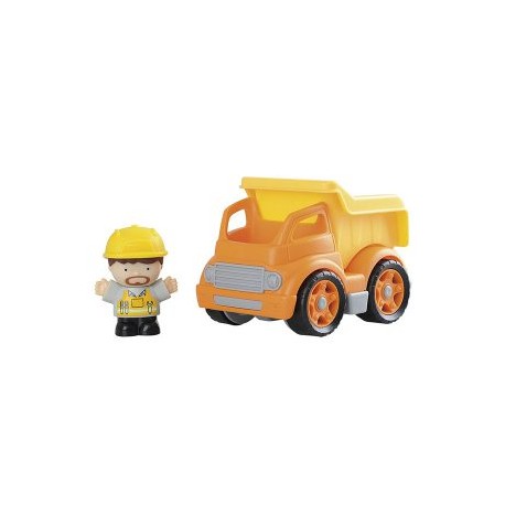 Camión volquete mini amarillo con muñeco